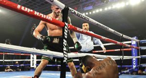 Joe Smith Jr stopped Eleider Alvarez in nine rounds in Las Vegas on Saturday Photo Credit: Mikey Williams/Top Rank