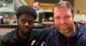 Adan Mohamed and his manager Alfie Warren. Photo Credit: Twitter / @alfieRwarren