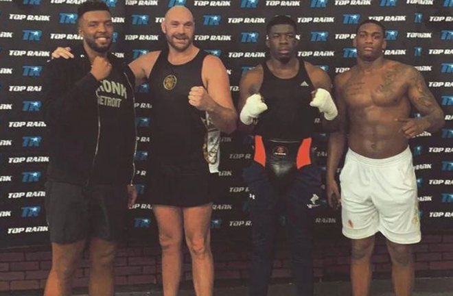 Anderson (far right) helped prepare Tyson Fury for his rematch with Deontay Wilder in February Photo Credit: gfoxboxing/Instagram