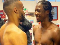 Philip Bowes and Akeem Ennis-Brown face off. Photo Credit: British Boxing News
