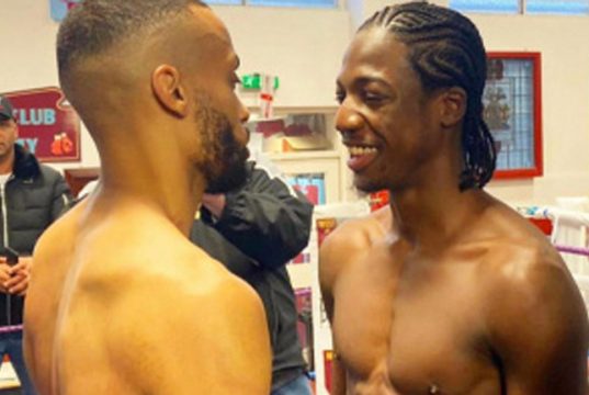 Philip Bowes and Akeem Ennis-Brown face off. Photo Credit: British Boxing News
