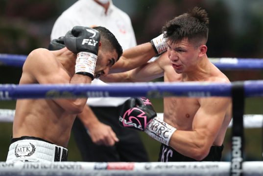 Kieron Conway moved himself into the British Super-Welterweight picture after after battling past Nav Mansouri Photo Credit: Mark Robinson/Matchroom Boxing