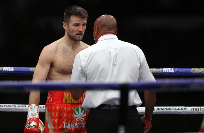 Fowler was warned by referee Ian John Lewis for low blows Photo Credit: Mark Robinson/Matchroom Boxing