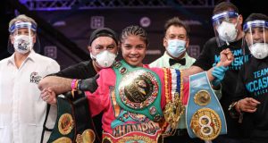 Jessica McCaskill dethroned Cecilia Brækhus to become undisputed Welterweight world champion in Tulsa Photo Credit: Ed Mulholland/Matchroom Boxing