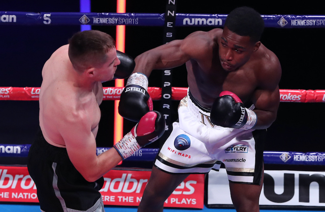 Idris Virgo secured the first KO of his career against Josh Hodgins Photo Credit: Courtesy of Hennessy Sports