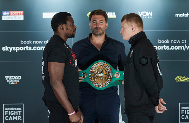 Whyte and Povetkin came face-to-face at Thursday's press conference ahead of their crunch clash Photo Credit: Mark Robinson/Matchroom Boxing