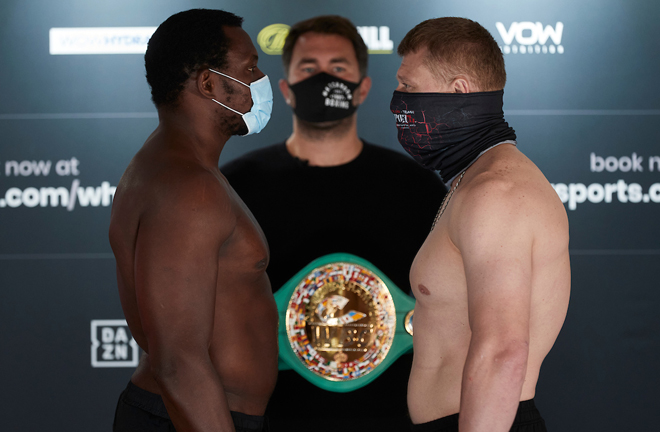 Whyte shared an intense final face-off with Povetkin Photo Credit: Mark Robinson/Matchroom Boxing