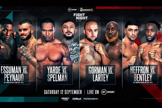 Anthony Yarde clashes with Dec Spelman on September 12 on BT Sport Photo Credit: Queensberry Promotions