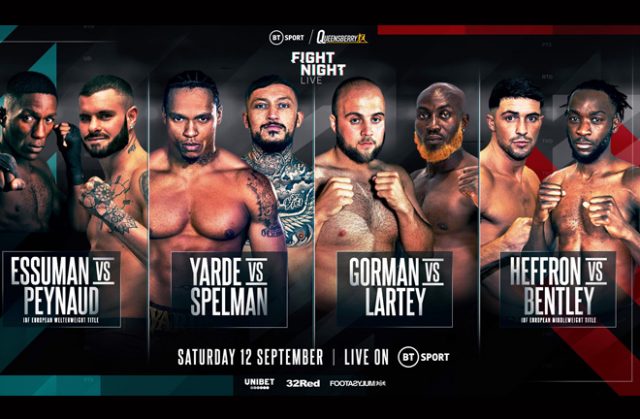 Anthony Yarde clashes with Dec Spelman on September 12 on BT Sport Photo Credit: Queensberry Promotions