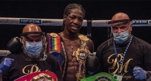 Akeem Ennis-Brown picked up the British and Commonwealth Super-Lightweight titles with victory over Philip Bowes Photo Credit: Scott Rawsthorne / MTK Global