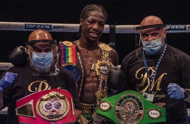 Akeem Ennis-Brown picked up the British and Commonwealth Super-Lightweight titles with victory over Philip Bowes Photo Credit: Scott Rawsthorne / MTK Global