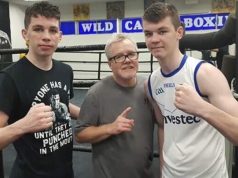 The McKenna brothers and trainer Freddie Roach in the Wildcard Gym. Photo Credit: boxing scene