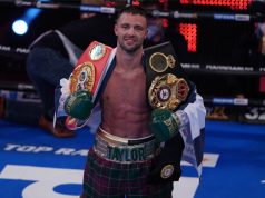 Josh Taylor eased past Apinun Khongsong in a round to retain his IBF and WBA Super-Lightweight world titles at York Hall Photo Credit: Queensberry Promotions