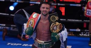 Josh Taylor eased past Apinun Khongsong in a round to retain his IBF and WBA Super-Lightweight world titles at York Hall Photo Credit: Queensberry Promotions