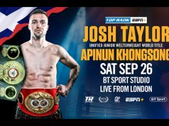 Josh Taylor meets IBF mandatory Apinun Khongsong at York Hall on Saturday Photo Credit: Top Rank