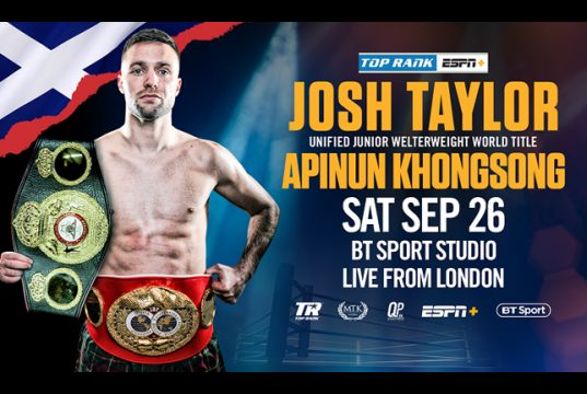 Josh Taylor meets IBF mandatory Apinun Khongsong at York Hall on Saturday Photo Credit: Top Rank