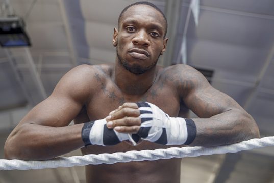 Andre Sterling vows to stop Dan Azeez. Photo Credit: Scott Rawsthorne / MTK Global