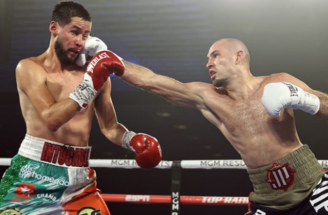 Two-weight world champion Jose Pedraza dominated Javier Molina on route to a points win in Las Vegas Photo Credit: Mikey Williams / Top Rank