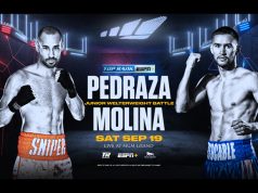 Jose Pedraza takes on Javier Molina inside The Bubble on Saturday Photo Credit: Top Rank