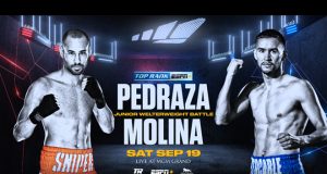 Jose Pedraza takes on Javier Molina inside The Bubble on Saturday Photo Credit: Top Rank