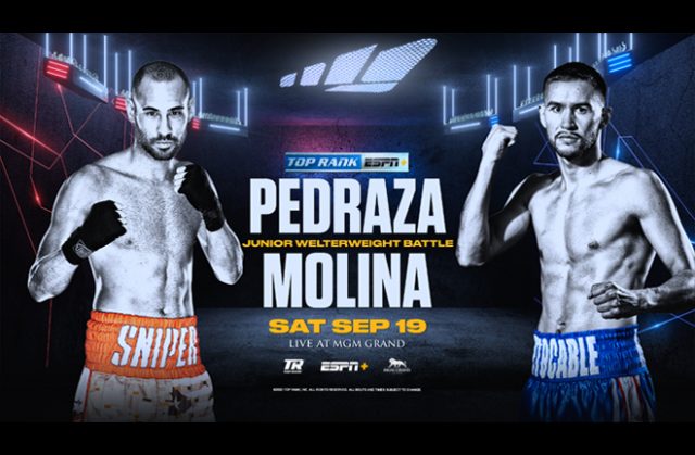 Jose Pedraza takes on Javier Molina inside The Bubble on Saturday Photo Credit: Top Rank