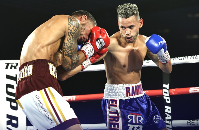 Double Olympic Gold medalist Robeisy Ramirez saw off Felix Caraballo Photo Credit: Mikey Williams / Top Rank