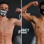 Josh Taylor and Apinun Khongsong weighed in ahead of their world title fight in London on Saturday Photo Credit: Queensberry Promotions