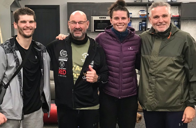 McGowan and Savannah Marshall with their coaches ahead of McGowan's Dubai Date. Photo Credit: Twitter / @macaulaymcgowan