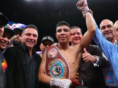 WBO Inter-Continental Middleweight Champion Jaime Munguia (36-0, 29 KOs), after defeating Tureano Johnson (21-3-1, 15 KOs) last night with a 6th round stoppage win.