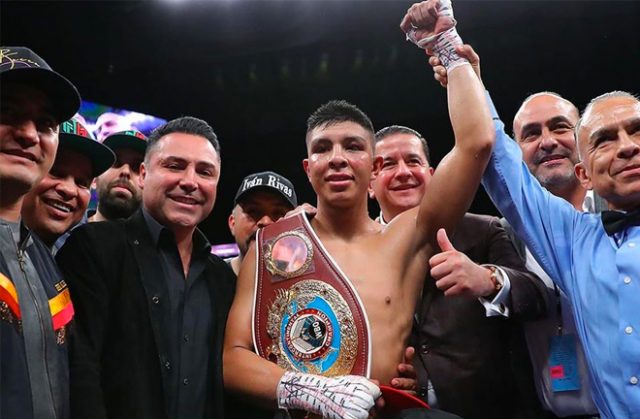 WBO Inter-Continental Middleweight Champion Jaime Munguia (36-0, 29 KOs), after defeating Tureano Johnson (21-3-1, 15 KOs) last night with a 6th round stoppage win.