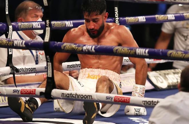 Ashfaq was floored twice by Leach Photo Credit: Mark Robinson/Matchroom Boxing