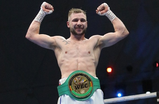 Maxi Hughes secured the WBC International crown with a unanimous decision win over Viktor Kotochigov in Dubai Photo Credit: MTK Global