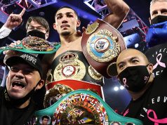 Teofimo Lopez was crowned undisputed Lightweight world champion with a unanimous decision win over Vasiliy Lomachenko on Saturday in Las Vegas Photo Credit: Mikey Williams/Top Rank