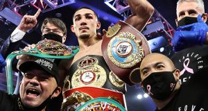 Teofimo Lopez was crowned undisputed Lightweight world champion with a unanimous decision win over Vasiliy Lomachenko on Saturday in Las Vegas Photo Credit: Mikey Williams/Top Rank