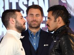 Lewis Ritson clashes with Miguel Vazquez behind closed doors in Peterborough on Saturday Photo Credit: Mark Robinson / Matchroom Boxing