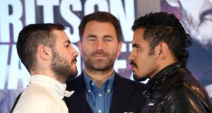 Lewis Ritson clashes with Miguel Vazquez behind closed doors in Peterborough on Saturday Photo Credit: Mark Robinson / Matchroom Boxing