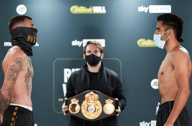 Lewis Ritson faced off with Miguel Vazquez ahead of their clash in Peterborough on Saturday Photo Credit: Mark Robinson / Matchroom Boxing