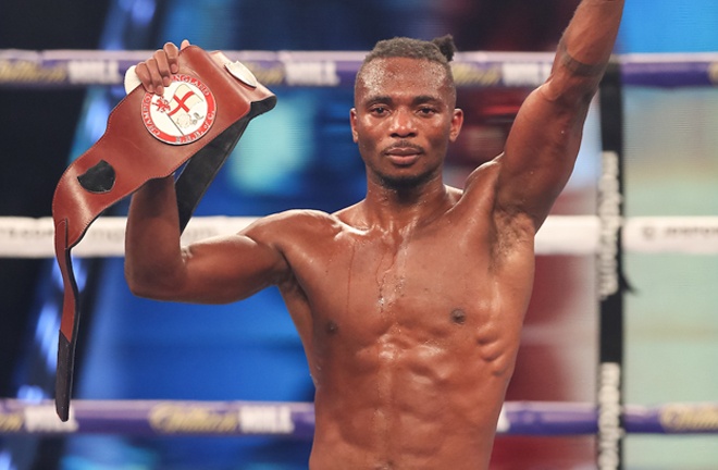 Linus Udofia successfully defended his English Middleweight title against John Harding Jr Photo Credit: Mark Robinson / Matchroom Boxing