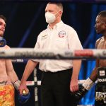 Ward and Essomba were held to a technical split draw after the referee halted the fight following the head clash Photo Credit: Mark Robinson/Matchroom Boxing