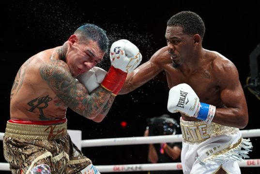 Daniel Jacobs took a split decision win over rival Gabriel Rosado in Florida on Friday night Photo Credit: Ed Mulholland/Matchroom Boxing