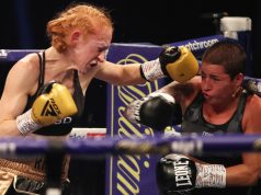 Rachel Ball overcame late replacement Jorgelina Guanini to claim the vacant interim WBC Super Bantamweight title Photo Credit: Mark Robinson/Matchroom Boxing