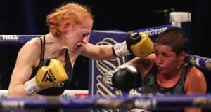 Rachel Ball overcame late replacement Jorgelina Guanini to claim the vacant interim WBC Super Bantamweight title Photo Credit: Mark Robinson/Matchroom Boxing