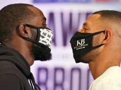 Terence Crawford and Kell Brook came face-to-face ahead of their WBO Welterweight title showdown in Las Vegas on Saturday night Photo Credit: Mikey Williams/Top Rank