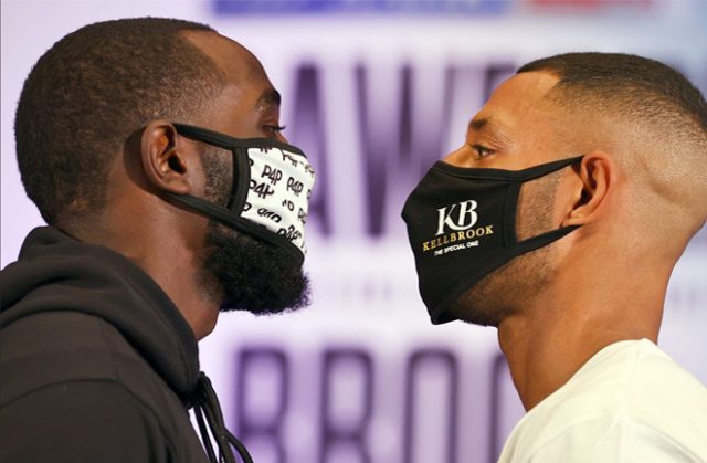 Terence Crawford and Kell Brook came face-to-face ahead of their WBO Welterweight title showdown in Las Vegas on Saturday night Photo Credit: Mikey Williams/Top Rank