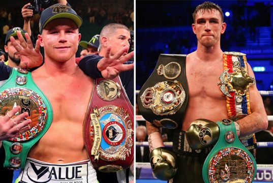 Canelo Alvarez is in talks to face WBA 'Super' super middleweight champion Callum Smith in December Photo Credit: Tom Hogan-Hogan Photos/Golden Boy Promotions/Mark Robinson/Matchroom Boxing