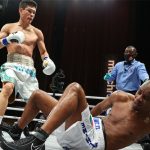 Daniyar Yeleussinov knocked out former world champion Julius Indongo in two rounds Photo Credit: Ed Mulholland/Matchroom Boxing