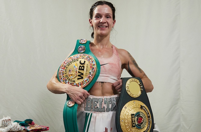 Mayer is targeting a unification with WBC Super Featherweight champion Terri Harper Photo Credit: Mark Robinson/Matchroom Boxing