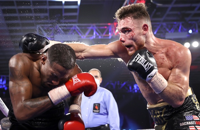 Middleweight Tyler Howard overcame KeAndre Leatherwood to remain unbeaten Photo Credit: Please credit Mikey Williams/Top Rank via Getty Images