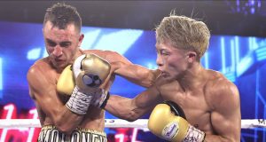 Naoya Inoue retained his unified Bantamweight world titles with a seventh round KO of Jason Moloney in Las Vegas on Saturday Photo Credit: Mikey Williams/Top Rank