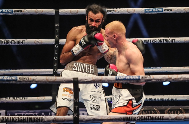 Jack Martin inflicted a first loss on former amateur rival Inder Singh Bassi Photo Credit: Scott Rawsthorne/MTK Global